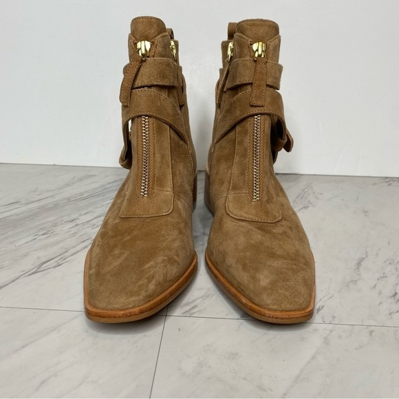 New! Linea Paolo Tan Wraparound Strap Bootie 6 1/2 M - Picture 2 of 14